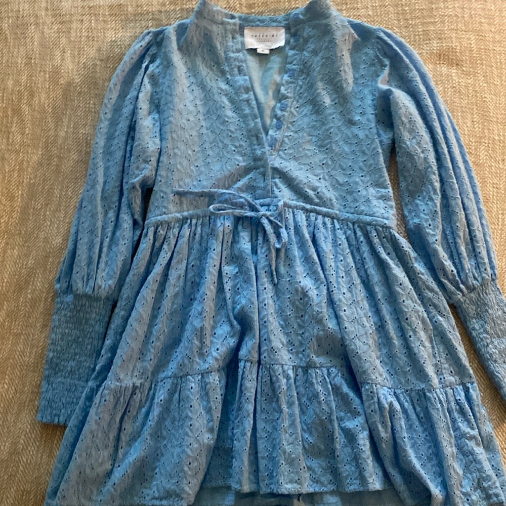 The Shirt Blue Eyelet Dress, XS